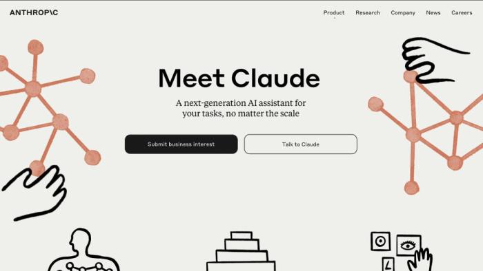 Screenshot of Anthropic’s Claude AI chatbot welcome page.