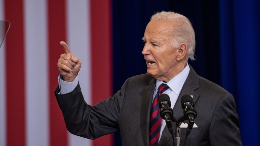 NEW HAMPSHIRE, UNITED STATES - OCTOBER 22: US President Joe Biden speaks at NHTI-Concord Community College in Concord, New Hampshire on October 22, 2024. (Photo by Joseph Prezioso/Anadolu via Getty Images)