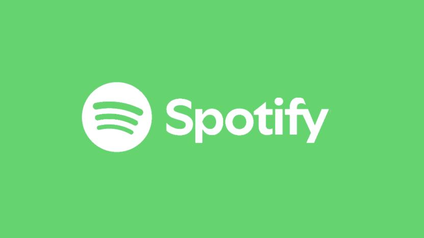 The spotify logo and white lettering on a bright green background