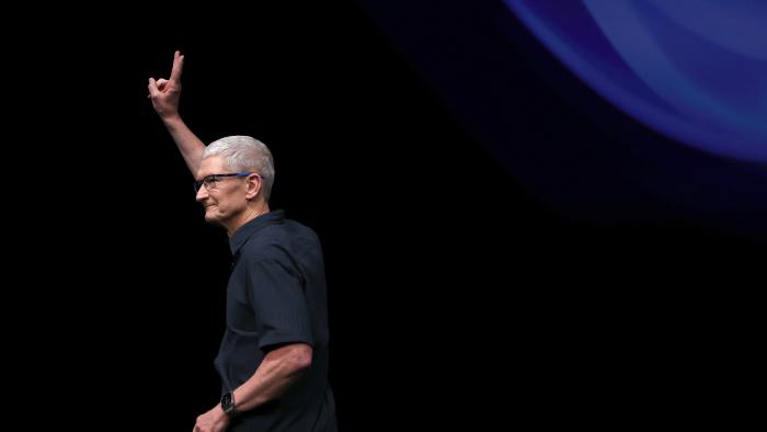 CUPERTINO, CALIFORNIA - SEPTEMBER 09: Apple CEO Tim Cook delivers remarks before the start of an Apple event at Apple headquarters on September 09, 2024 in Cupertino, California. Apple held an event to showcase the new iPhone 16, Airpods and Apple Watch models. (Photo by Justin Sullivan/Getty Images)