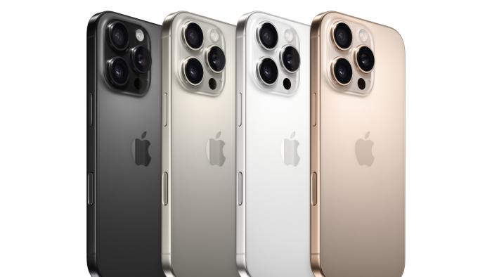 The new Apple iPhone 16 Pro in its various color finishes.